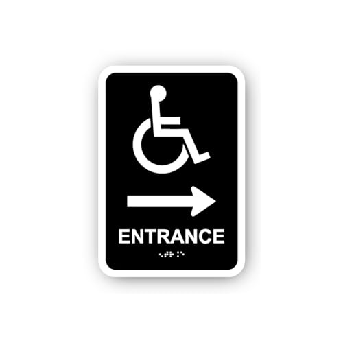 2 (Pieces) 3" and 5" Entrance Arrow Right Wheelchair Access Sticker, Waterproof Vinyl Decals for Man