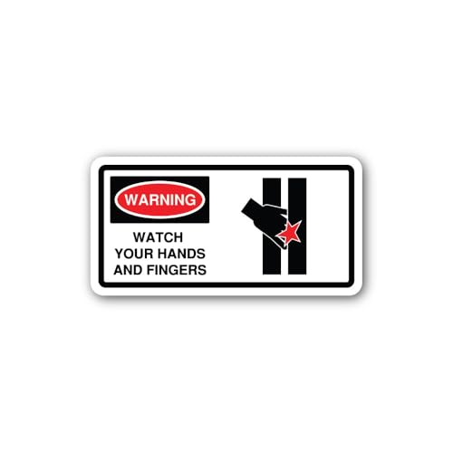 2 (Pieces) 3" and 5" Hand Entrapment Safety Icon Sticker, Waterproof Vinyl Decals for Many Purpose L