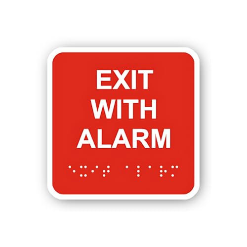 2 (Pieces) 3" and 5" Red Exit with Alarm Sticker, Waterproof Vinyl Decals for Many Purpose Like Cars
