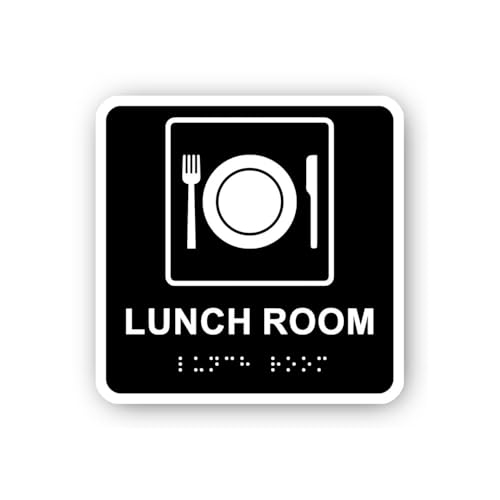 2 (Pieces) 3" and 5" Lunch Room Sign with Cutlery Icon Sticker, Waterproof Vinyl Decals for Many Pur
