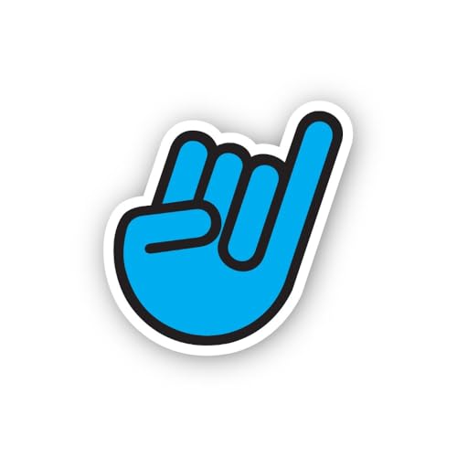 2 (Pieces) 3" and 5" Blue Rock On Hand Sign Sticker, Waterproof Vinyl Decals for Many Purpose Like C