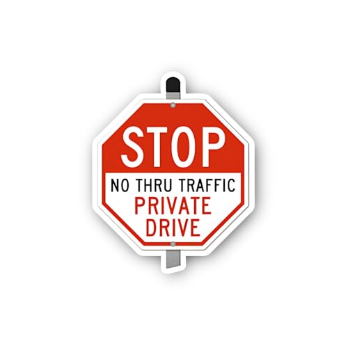 2 (Pieces) 3" and 5" Stop No Thru Traffic Private Drive Sticker, Waterproof Vinyl Decals for Many Pu