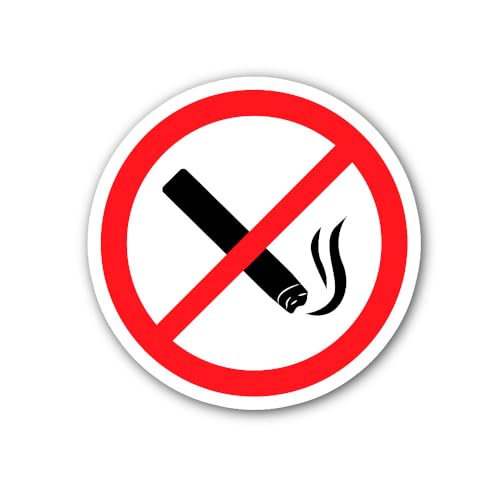 2 (Pieces) 3" and 5" Tobacco Ban Decal Sticker, Waterproof Vinyl Decals for Many Purpose Like Cars,