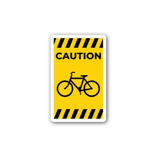 2 (Pieces) 3" and 5" Bicycle Traffic Warning Sign Sticker, Waterproof Vinyl Decals for Many Purpose