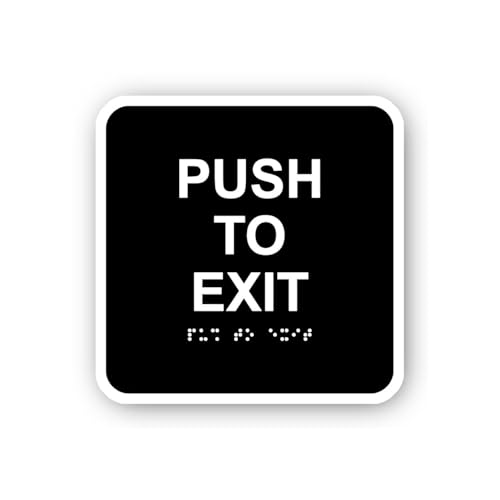 2 (Pieces) 3" and 5" Push to Exit Braille Sticker, Waterproof Vinyl Decals for Many Purpose Like Car