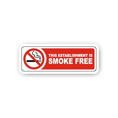 2 (Pieces) 3" and 5" Smoke Free Establishment Sticker, Waterproof Vinyl Decals for Many Purpose Like