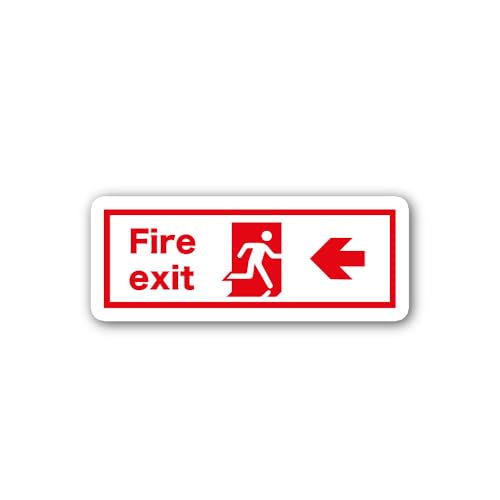 2 (Pieces) 3" and 5" Fire exit red Arrow Left Sign Sticker, Waterproof Vinyl Decals for Many Purpose