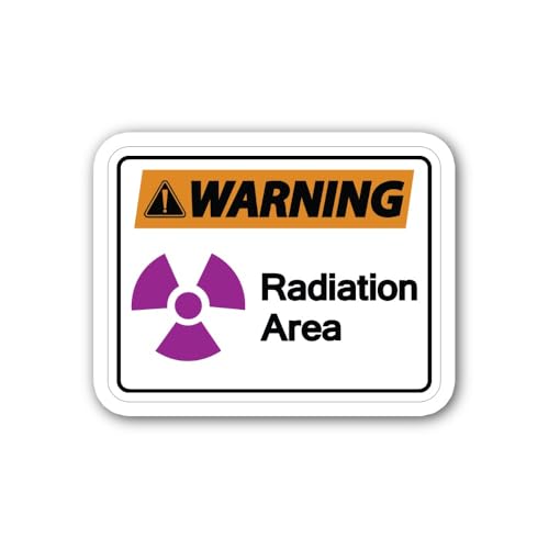 2 (Pieces) 3" and 5" Yellow Colour Warning Radiation Area Sign Sticker, Waterproof Vinyl Decals for