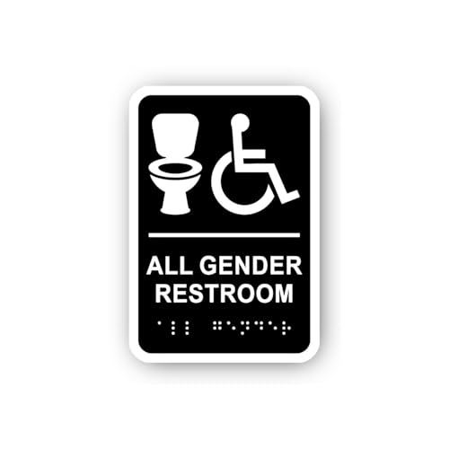2 (Pieces) 3" and 5" All Gender Accessible Restroom Sign Sticker, Waterproof Vinyl Decals for Many P
