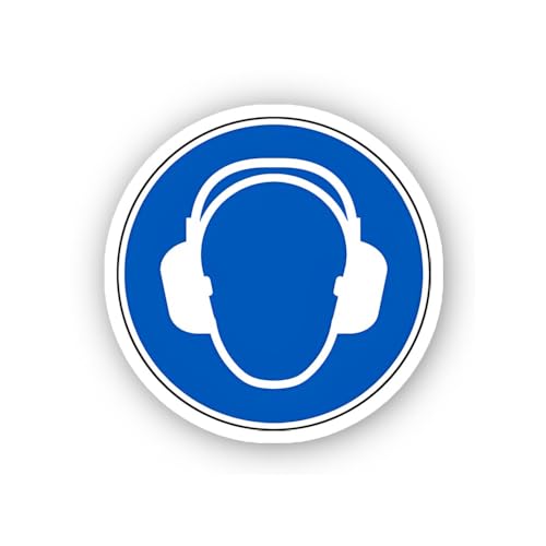 2 (Pieces) 3" and 5" Blue Ear Protection Pictogram Sticker, Waterproof Vinyl Decals for Many Purpose