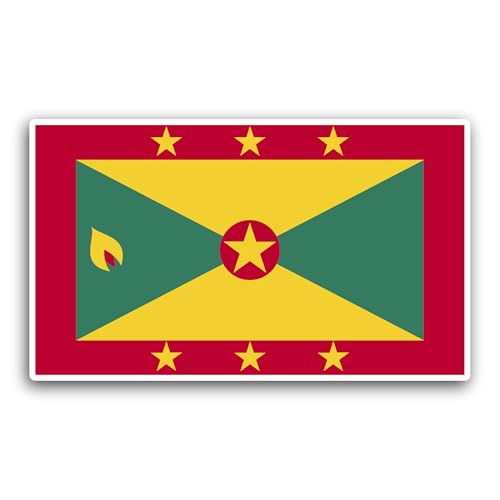 2 (Pieces) 3" and 5" Grenada Flag Sticker, Waterproof Vinyl Decals for Many Purpose Like Cars, Truck