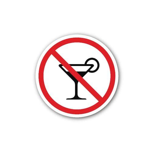 2 (Pieces) 3" and 5" No Drinking Alcohol Sign Sticker, Waterproof Vinyl Decals for Many Purpose Like
