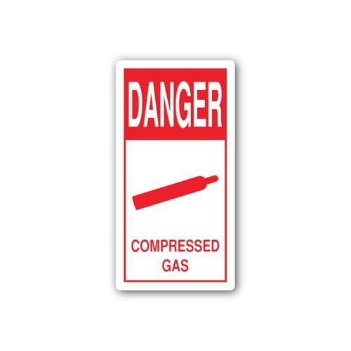 2 (Pieces) 3" and 5" Compressed Gas Warning Decal Sticker, Waterproof Vinyl Decals for Many Purpose