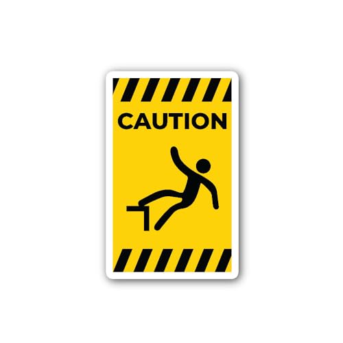 2 (Pieces) 3" and 5" Beware Drop Symbol Sign Sticker, Waterproof Vinyl Decals for Many Purpose Like
