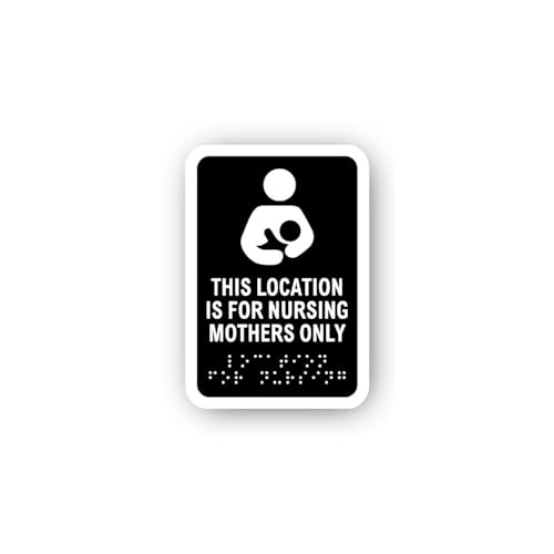 2 (Pieces) 3" and 5" Nursing Mothers Only Sign with Icon and Braille Sticker, Waterproof Vinyl Decal