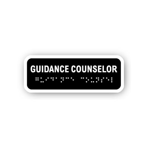 2 (Pieces) 3" and 5" Guidance Counselor Sign with Braille Sticker, Waterproof Vinyl Decals for Many