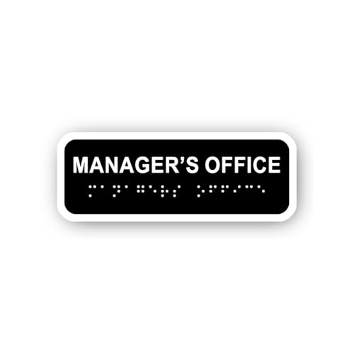 2 (Pieces) 3" and 5" Manager's Office Sign with Braille Sticker, Waterproof Vinyl Decals for Many Pu