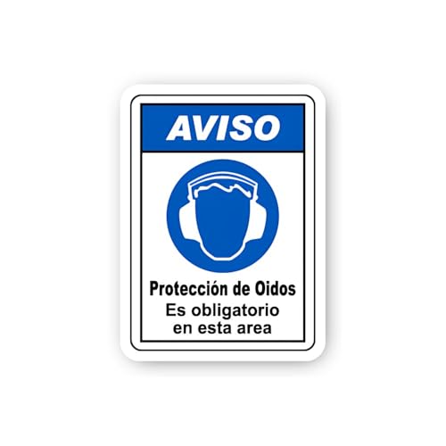 2 (Pieces) 3" and 5" Aviso Mandatory Hearing Protection Sticker, Waterproof Vinyl Decals for Many Pu
