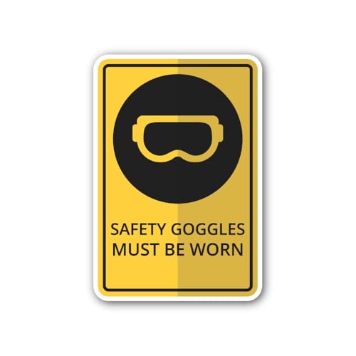 2 (Pieces) 3" and 5" Mandatory Eye Protection Sign Sticker, Waterproof Vinyl Decals for Many Purpose