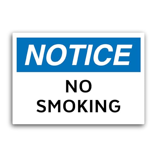 2 (Pieces) 3" and 5" Notice No Smoking Sign Sticker, Waterproof Vinyl Decals for Many Purpose Like C