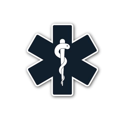 2 (Pieces) 3" and 5" Emergency Medical Services (EMS) Black Sign Sticker, Waterproof Vinyl Decals fo