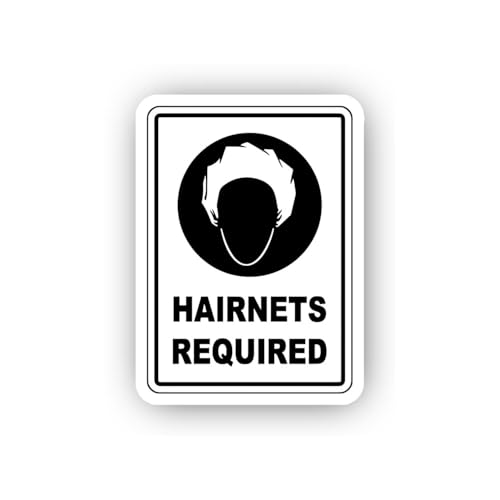 2 (Pieces) 3" and 5" Graphic Hairnet Requirement Notice Sticker, Waterproof Vinyl Decals for Many Pu