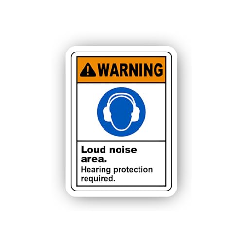 2 (Pieces) 3" and 5" English Loud Noise Area Hearing Protection Sticker, Waterproof Vinyl Decals for
