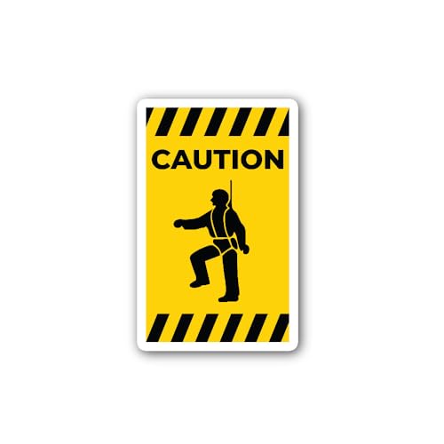 2 (Pieces) 3" and 5" Safety Harness Must be Worn Sign Sticker, Waterproof Vinyl Decals for Many Purp