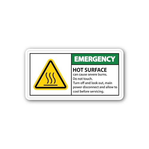 2 (Pieces) 3" and 5" Emergency hot Surface Sign Sticker, Waterproof Vinyl Decals for Many Purpose Li