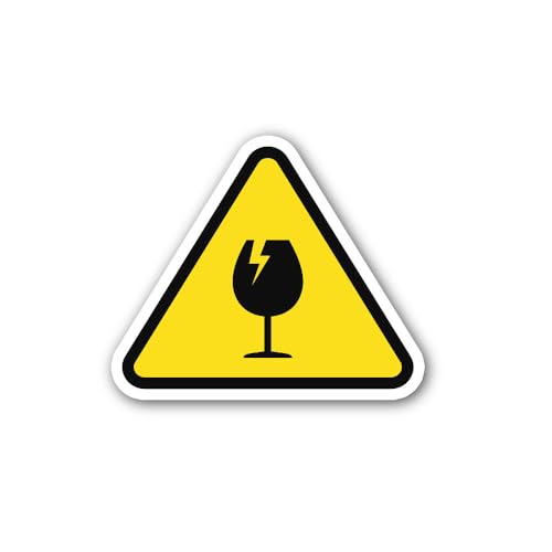 2 (Pieces) 3" and 5" Glass Hazard Caution Warning Symbol Sticker, Waterproof Vinyl Decals for Many P