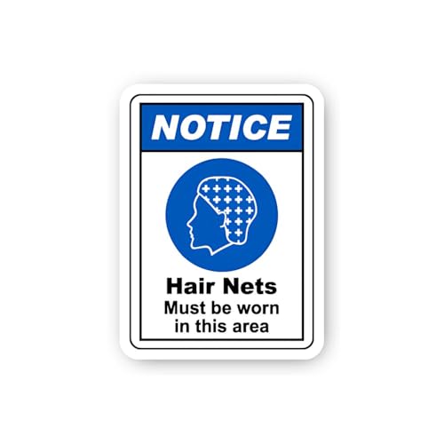 2 (Pieces) 3" and 5" Notice: Hair Nets Must Be Worn Sticker, Waterproof Vinyl Decals for Many Purpos
