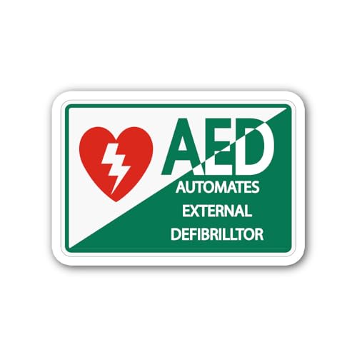 2 (Pieces) 3" and 5" AED AUTOMATES External DEFIBRILLTOR Sticker, Waterproof Vinyl Decals for Many P