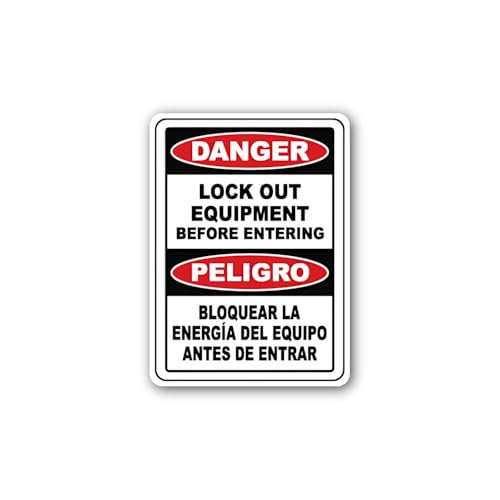 2 (Pieces) 3" and 5" Danger Lock Out Equipment Before Entering Sign Sticker, Waterproof Vinyl Decals