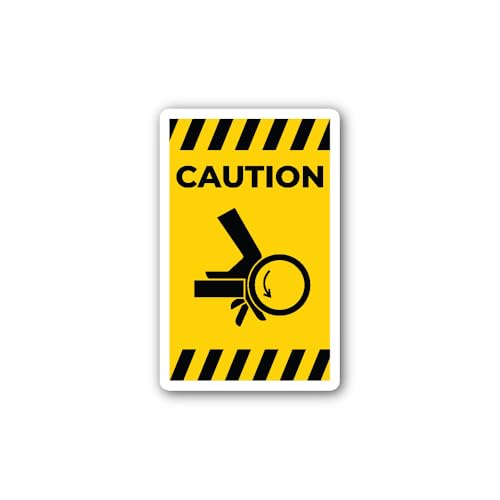 2 (Pieces) 3" and 5" Hand Crush Roller Pinch Point Symbol Sign Sticker, Waterproof Vinyl Decals for