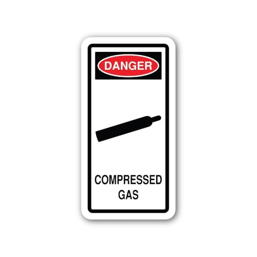 2 (Pieces) 3" and 5" OSHA Danger Compressed Gas Sign Sticker, Waterproof Vinyl Decals for Many Purpo