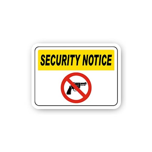 2 (Pieces) 3" and 5" Security Notice: No Handguns Allowed Symbol Sticker, Waterproof Vinyl Decals fo