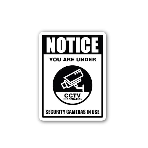 2 (Pieces) 3" and 5" Notice You are Under CCTV in Operation Sign Sticker, Waterproof Vinyl Decals fo