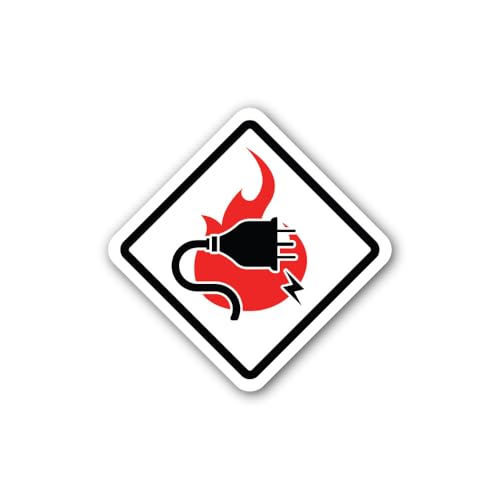 2 (Pieces) 3" and 5" Flame and Electrical Plug Icon Sticker, Waterproof Vinyl Decals for Many Purpos