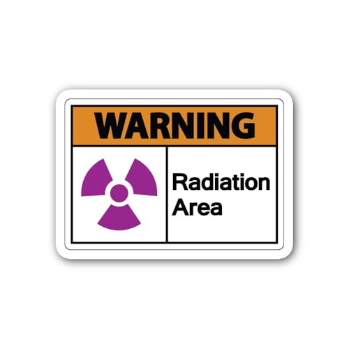 2 (Pieces) 3" and 5" Yellow Colour Warning Radiation Area Sticker, Waterproof Vinyl Decals for Many