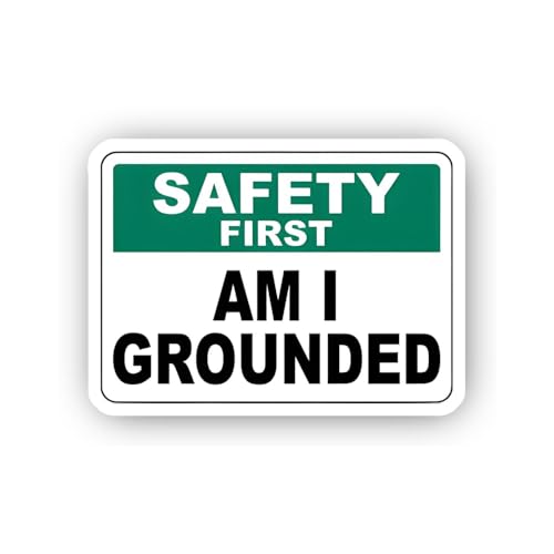 2 (Pieces) 3" and 5" Electrical Safety Sign: Am I Grounded Sticker, Waterproof Vinyl Decals for Many