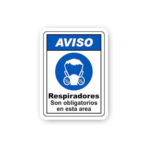 2 (Pieces) 3" and 5" Aviso Mandatory Respirators Sticker, Waterproof Vinyl Decals for Many Purpose L