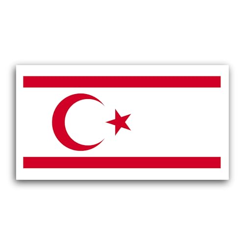 2 (Pieces) 3" and 5" Turkish Republic of Northern Cyprus Sticker, Waterproof Vinyl Decals for Many P