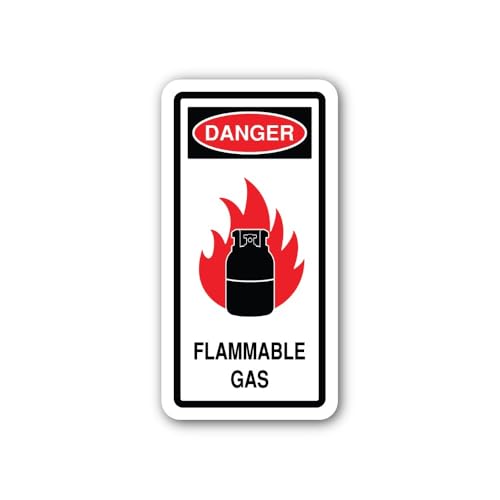2 (Pieces) 3" and 5" Dangerous and Flammable Gas Sticker, Waterproof Vinyl Decals for Many Purpose L