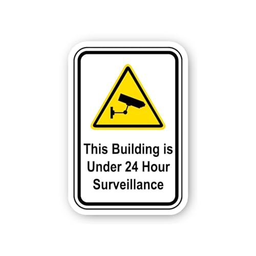 2 (Pieces) 3" and 5" Building Under 24 Hour Surveillance Sticker, Waterproof Vinyl Decals for Many P
