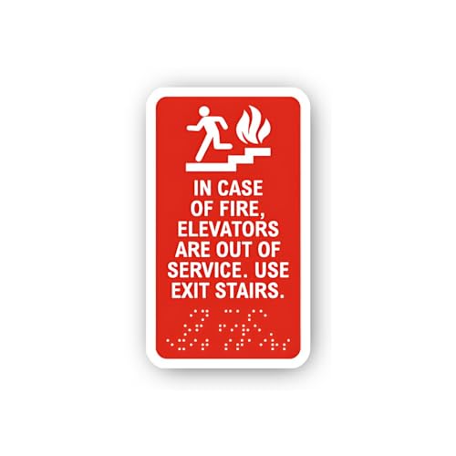 2 (Pieces) 3" and 5" Fire Emergency Elevator Out of Service Sign (Red) Sticker, Waterproof Vinyl Dec