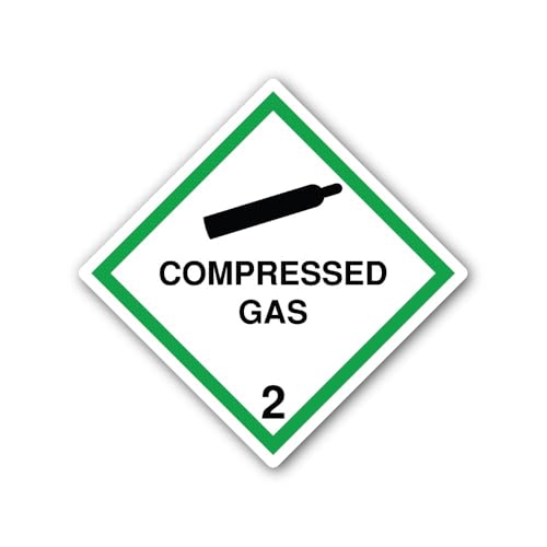 2 (Pieces) 3" and 5" Compressed Gas 2 Hazard Warning Sign Sticker, Waterproof Vinyl Decals for Many