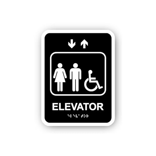 2 (Pieces) 3" and 5" Elevator for People with Arrows Sticker, Waterproof Vinyl Decals for Many Purpo