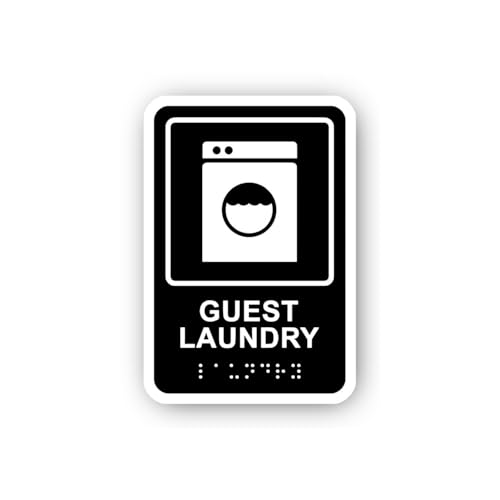 2 (Pieces) 3" and 5" Guest Laundry Sign with Washer Icon Sticker, Waterproof Vinyl Decals for Many P
