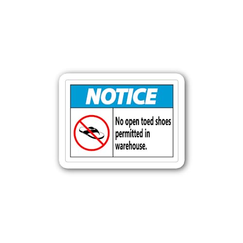 2 (Pieces) 3" and 5" No Open Toed Shoes Sign Sticker, Waterproof Vinyl Decals for Many Purpose Like