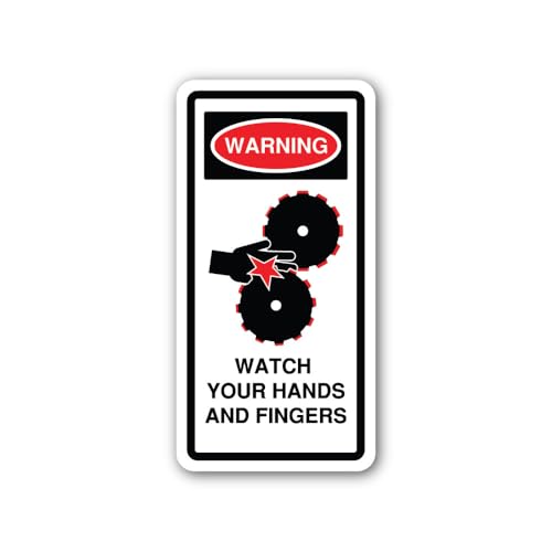 2 (Pieces) 3" and 5" Gears and Moving Parts Safety Sign Sticker, Waterproof Vinyl Decals for Many Pu